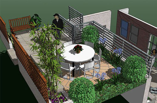 Thiết kế sân vườn trên sân thượng